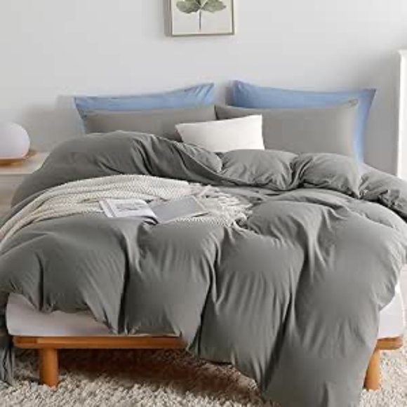 Other - Grey Duvet Cover Queen Size, Microfiber Duvet Cover with Zipper